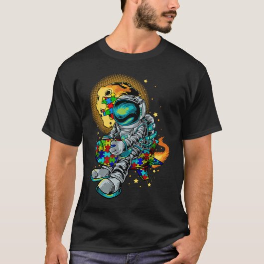 Astronaut Autism Awareness With Autistic Planet Fo T-shirt (Voorkant)