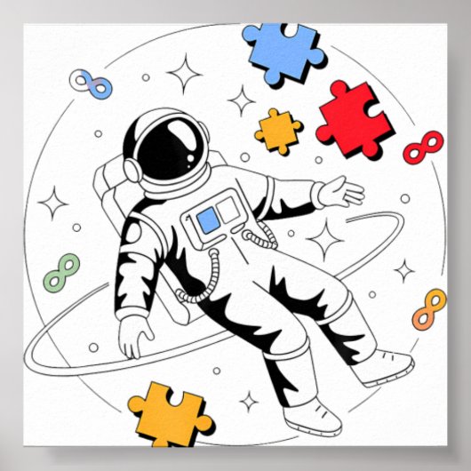 Astronaut Autisme Bewustzijn Puzzel Poster (Voorkant)