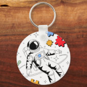 Astronaut Autisme Bewustzijn Puzzel Sleutelhanger (Voorkant)