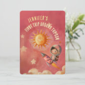 Astronaut Avontuur Eerste Verjaardagsfeest Kaart (Staand voorkant)