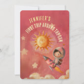 Astronaut Avontuur Eerste Verjaardagsfeest Kaart (Voorkant)