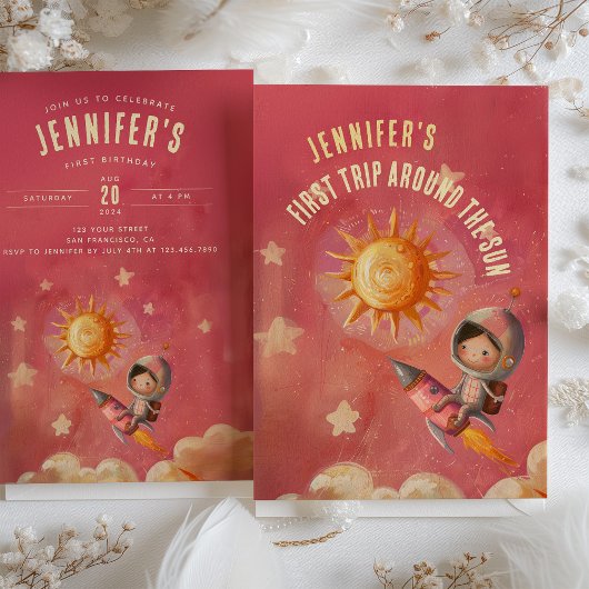 Astronaut Avontuur Eerste Verjaardagsfeest Kaart