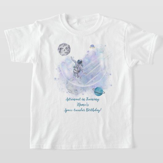 Astronaut Avontuur: [Naam] 's Kosmische Viering T-shirt (Laagn)