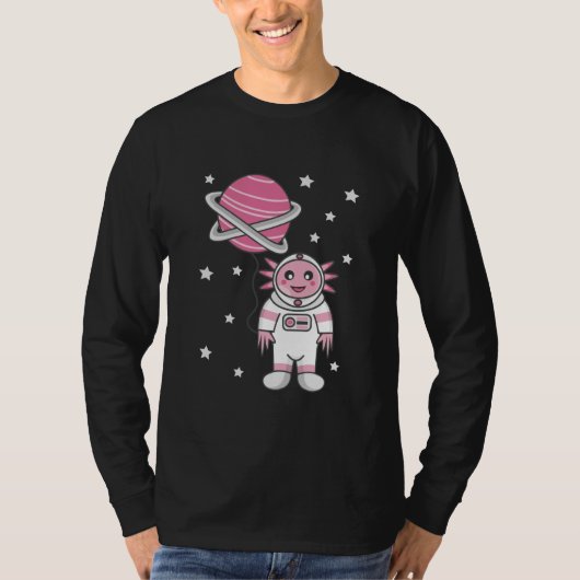 Astronaut Axolotl Planet Balloon T-shirt (Voorkant)