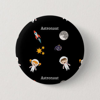 Astronaut baan patroon zwart ronde button 5,7 cm