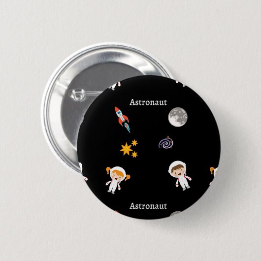 Astronaut baan patroon zwart ronde button 5,7 cm (Voorkant /achterkant)