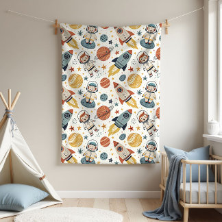 Astronaut Baby Blanket Rocket Gift for Little Boy Fleece Deken