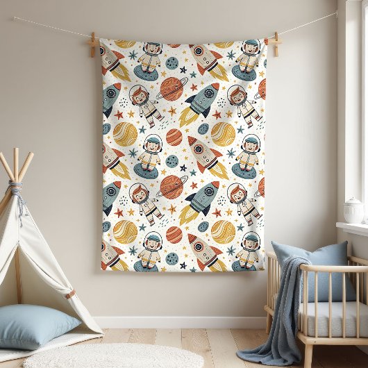 Astronaut Baby Blanket Rocket Gift for Little Boy Fleece Deken