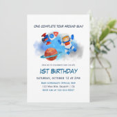 Astronaut Baby Boy 1st Birthday Kaart (Staand voorkant)