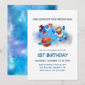 Astronaut Baby Boy 1st Birthday Kaart (Voorkant / Achterkant)