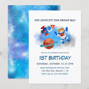 Astronaut Baby Boy 1st Birthday Kaart