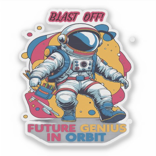 Astronaut Back-to-School "Future Genius in Orbit"  Sticker (Voorkant)