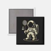 Astronaut Badminton Player Shuttle 2 Magneet (Voorkant / Achterkant)