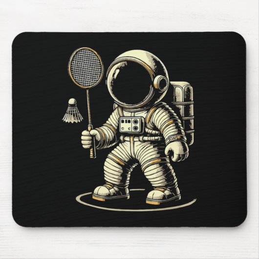 Astronaut Badminton Player Shuttle 2 Muismat (Voorkant)