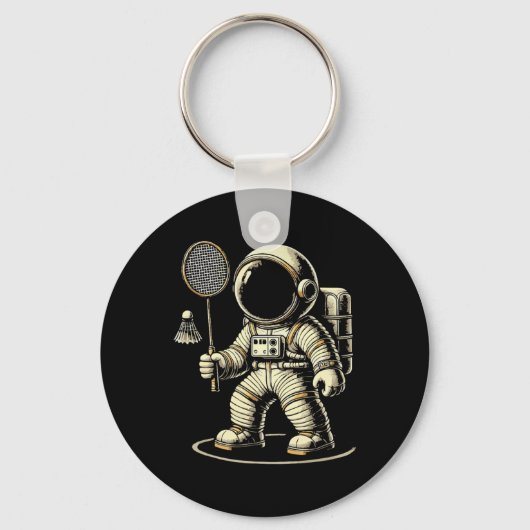 Astronaut Badminton Player Shuttle 2 Sleutelhanger (Voorkant)