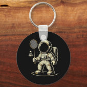 Astronaut Badminton Player Shuttle 2 Sleutelhanger (Voorkant)