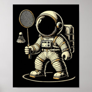 Astronaut Badminton Speler Shuttle Poster