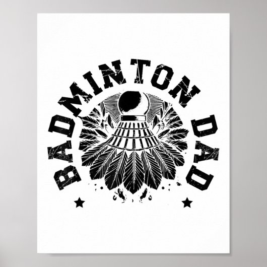 Astronaut Badminton Speler Shuttle Poster (Voorkant)