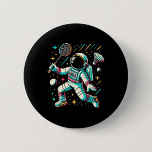 Astronaut Badminton Speler Shuttle Sport  Ronde Button 5,7 Cm