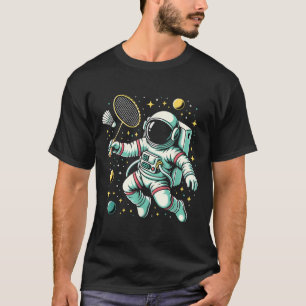 Astronaut Badminton Speler Shuttle Sport T-shirt