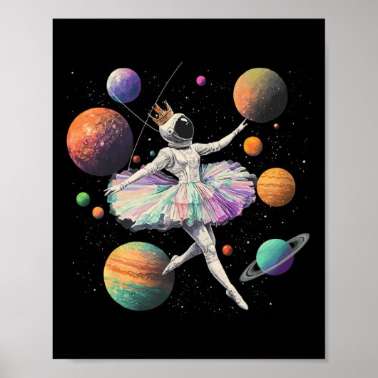 Astronaut Ballerina danst in de Kinder ruimteplane Poster (Voorkant)