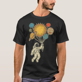 Astronaut Ballonnen Planeten Astronomie Fan Univer T-shirt