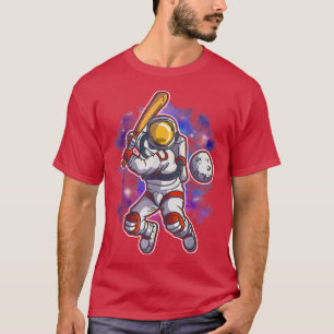 Astronaut Baseball Batting Player Team Buitenruimt T-shirt