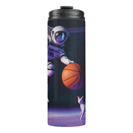 Astronaut basket ball met kat thermosbeker (Voorkant)