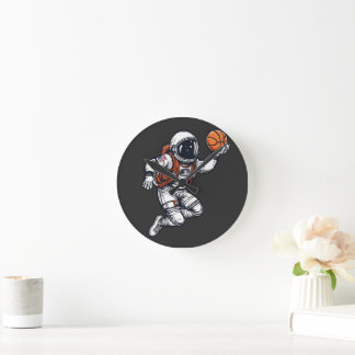 Astronaut basketbal illustratie ronde klok