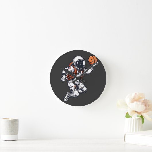 Astronaut basketbal illustratie ronde klok (Huis)