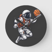 Astronaut basketbal illustratie ronde klok (Voorkant)