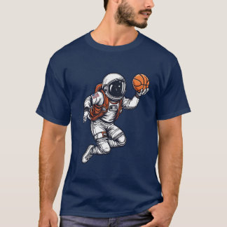 Astronaut basketbal slam dunk op de ruimte t-shirt