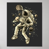  astronaut Basketball in de ruimte Poster (Voorkant)