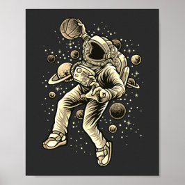 astronaut Basketball in de ruimte Poster