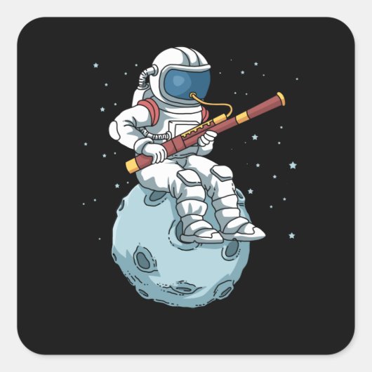 Astronaut Bassoon Bassonist Bassonist Basson Vierkante Sticker (Voorkant)