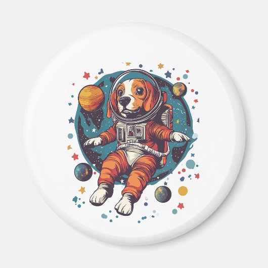 Astronaut Beagle � Ruimte Verkenner Hond Magneet (Voorkant)