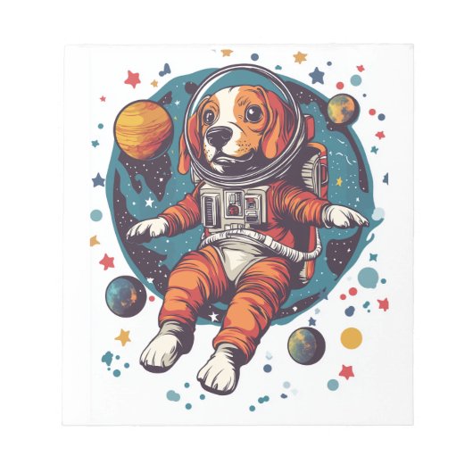 Astronaut Beagle � Ruimte Verkenner Hond Notitieblok (Voorkant)