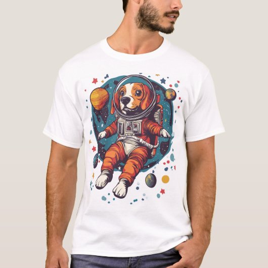 Astronaut Beagle � Ruimte Verkenner Hond T-shirt (Voorkant)