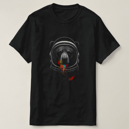 Astronaut Bear with Neon Paint Drips – Cosmic Anim T-shirt (Design voorkant)