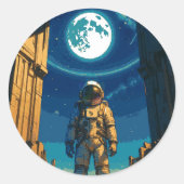 Astronaut Beneath the Celestial Gate Ronde Sticker (Voorkant)