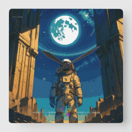 Astronaut Beneath the Celestial Gate Vierkante Klok