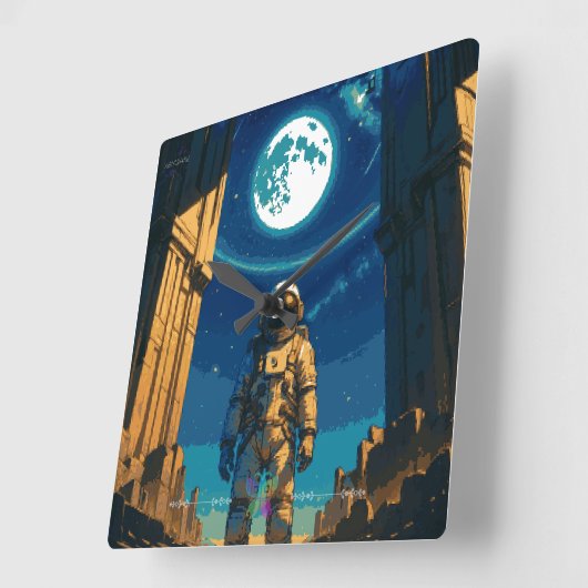 Astronaut Beneath the Celestial Gate Vierkante Klok (Hoek)