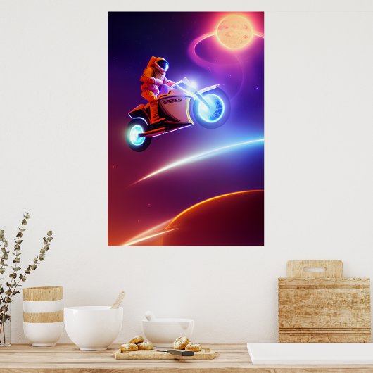 Astronaut Biker Poster - Shoot voor Moon Pop Art (Keuken)