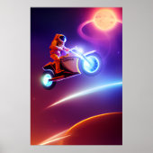 Astronaut Biker Poster - Shoot voor Moon Pop Art (Voorkant)
