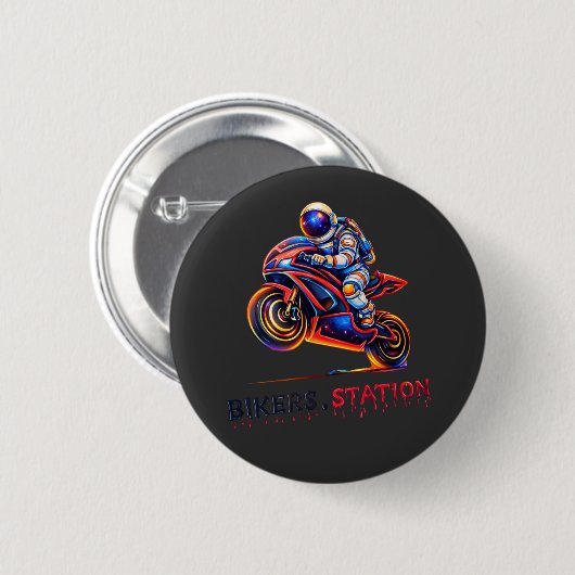 Astronaut Biker  Ronde Button 5,7 Cm (Voorkant /achterkant)