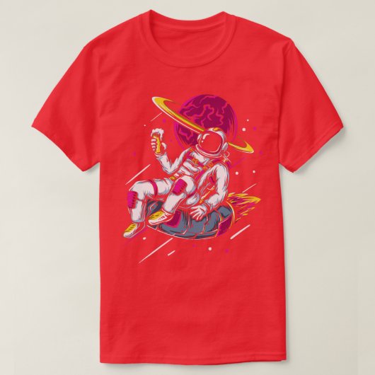Astronaut binnenbuis Drink lounging buitenruimte T-shirt (Design voorkant)