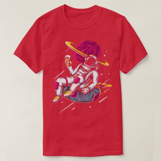 Astronaut binnenbuis Drink lounging buitenruimte T-shirt (Design voorkant)