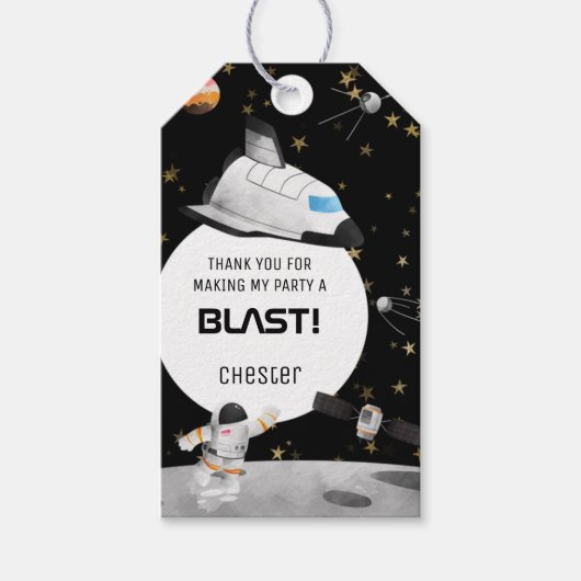 Astronaut Birthday Buitenspace Favor Cadeaulabel (Voorkant)