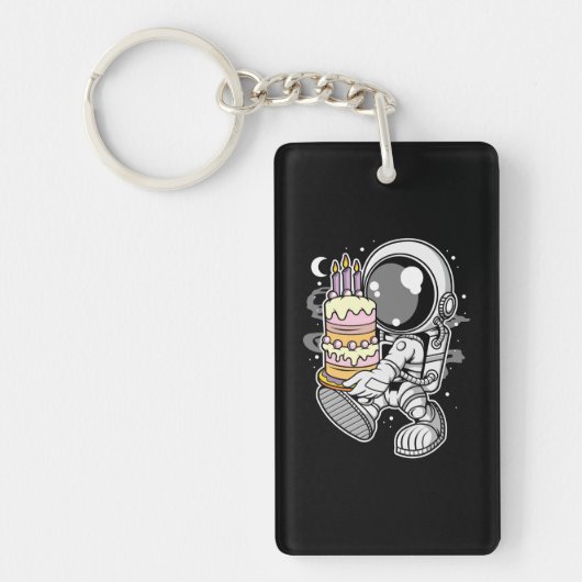 Astronaut Birthday Cake Sleutelhanger (Voorkant)