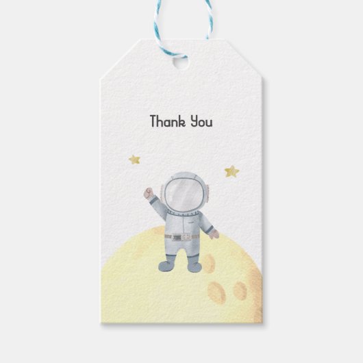 Astronaut Birthday Dank u Label Cadeaulabel (Voorkant)